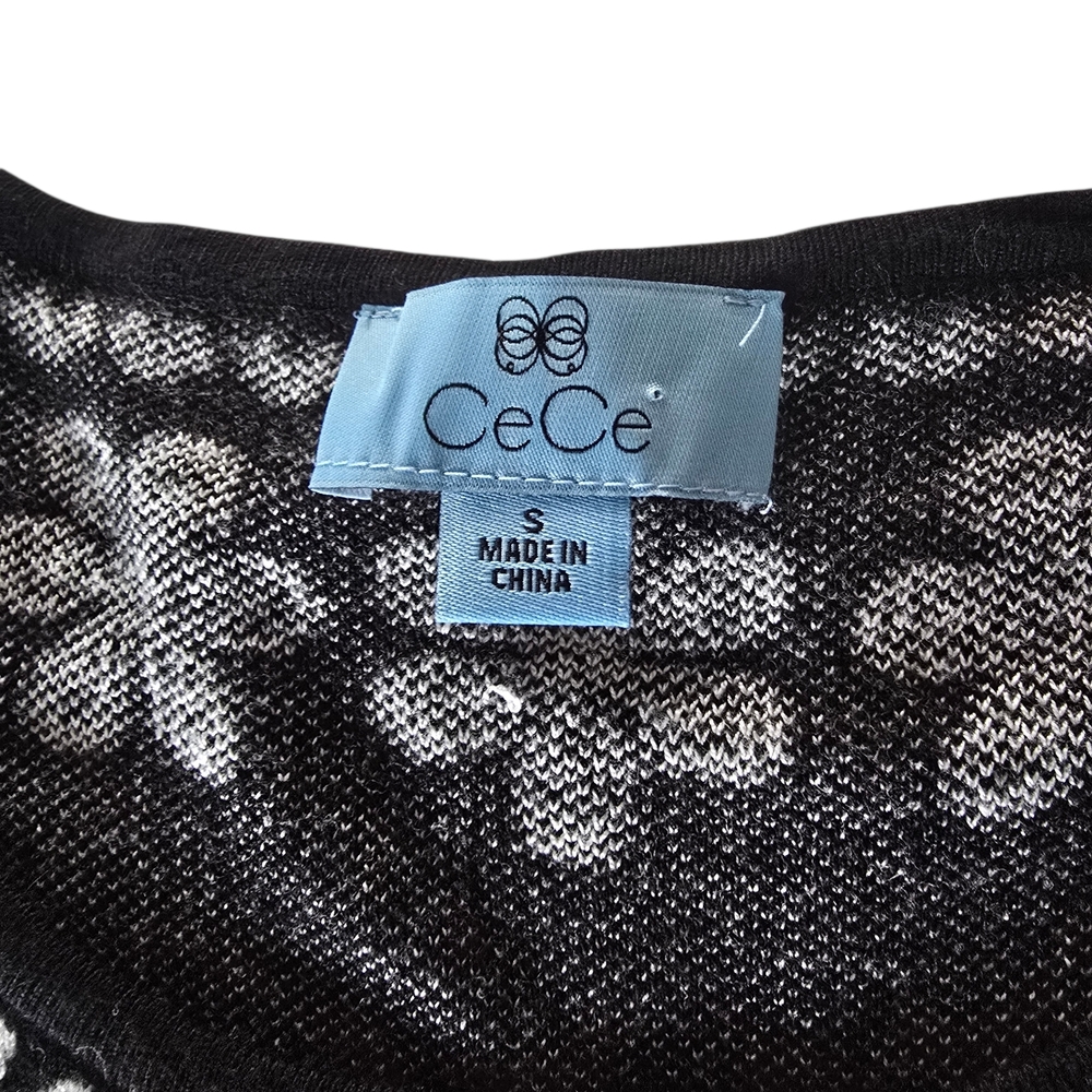 CeCe Elegant Black and White A-Line Jacquard Knit Dress Size Small NWT - Picture 7 of 9